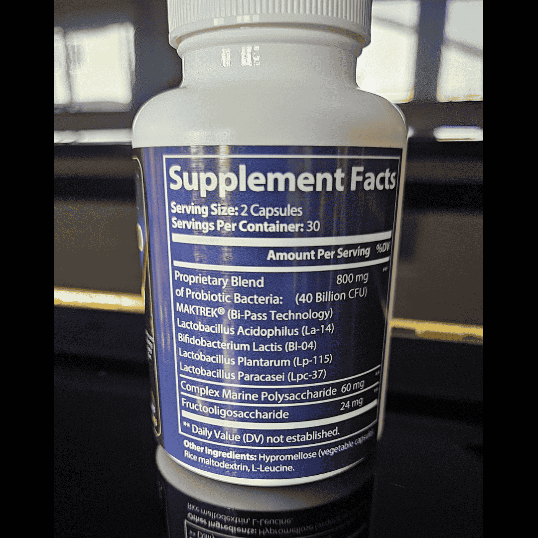 Supplement bottle with label showing 'Supplement Facts' on a blurred background